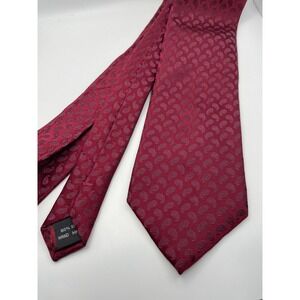 Beau Brummel Soho Mens Burgundy Red Paisley 100% Silk Hand Made Necktie 3.75"